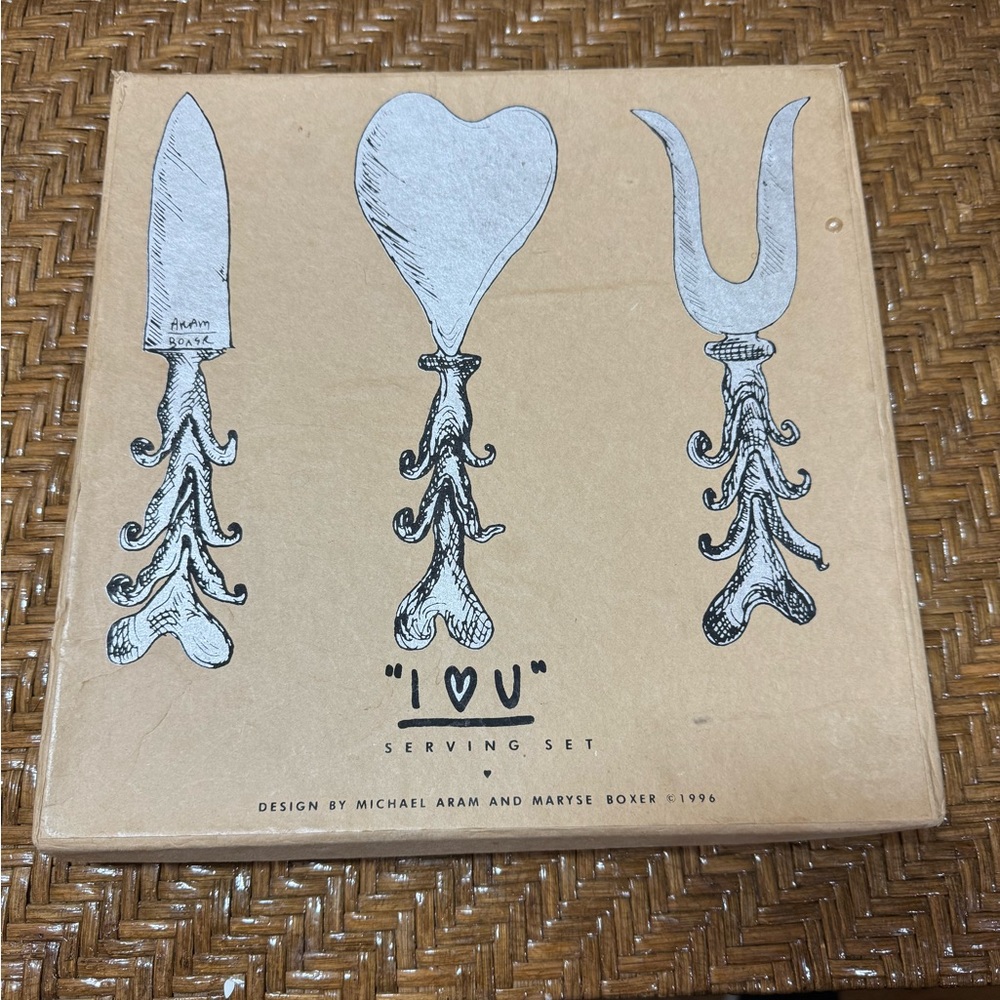 Vintage 1996 Michael Aram Silver Plate Serving Pieces I LOVE YOU Signed